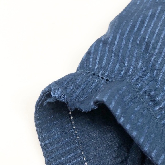 Coldwater Creek navy blue striped shimmer button down top - Picture 2 of 6